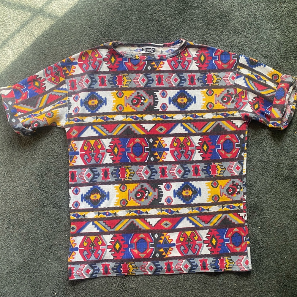 Vintage Geometric Patterned T-Shirt